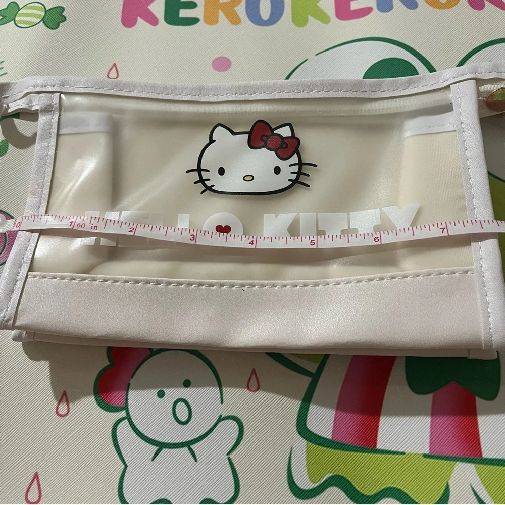 Hello Kitty White Cosmetic Bag/ Pencil Pouch with Clear Front